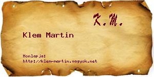 Klem Martin névjegykártya